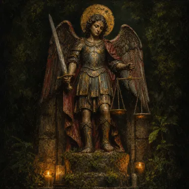 Archangel Saint Michael — carved santo