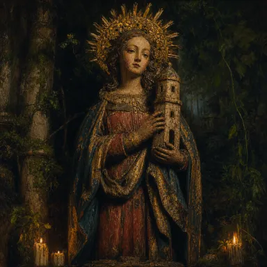 Saint Barbara — carved santo