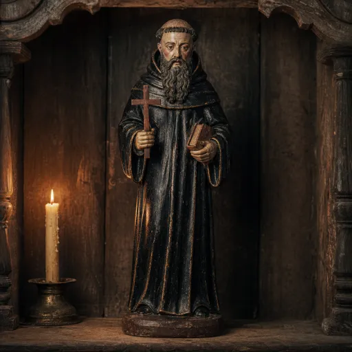 Saint Benedict — carved santo