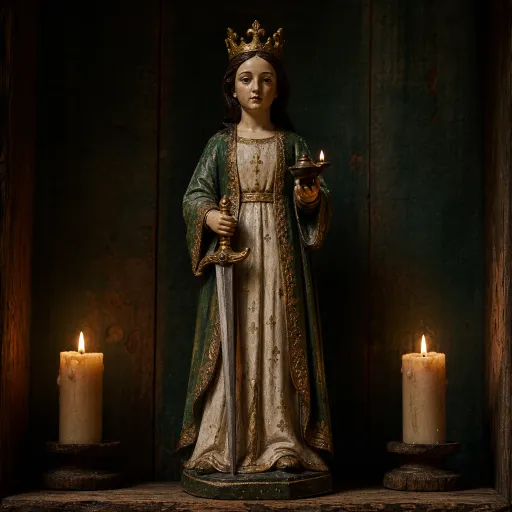Saint Dymphna — carved santo